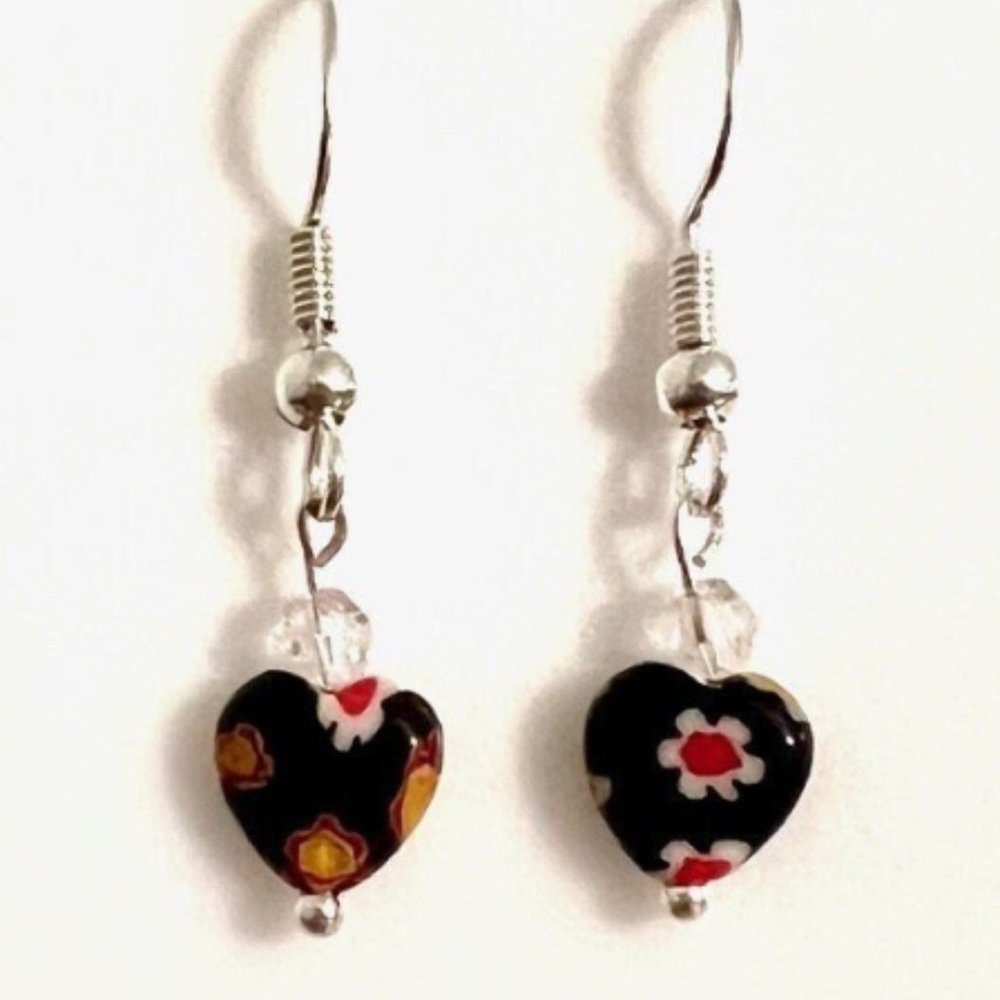 Heart Dangle Earrings on Sterling Hooks